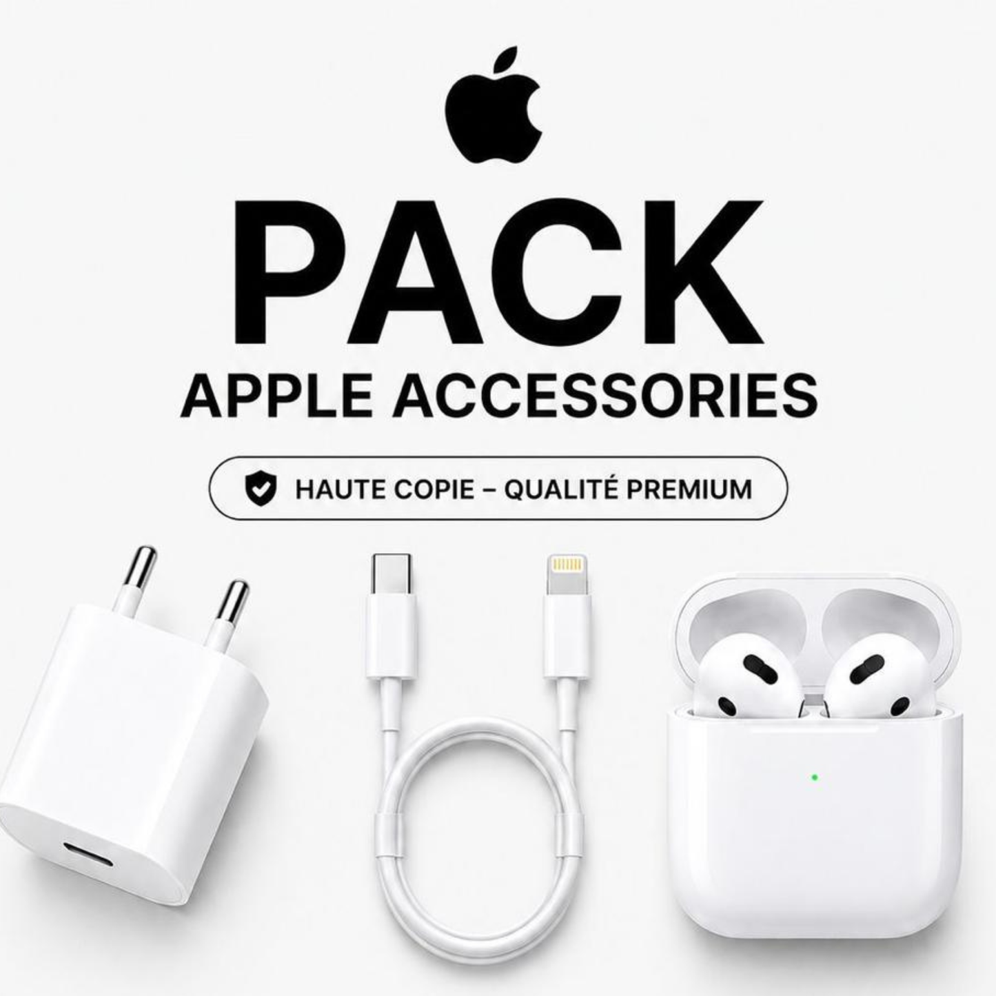 PACK HIGHT COPIE (Cable  + Adaptateur + Airpods)