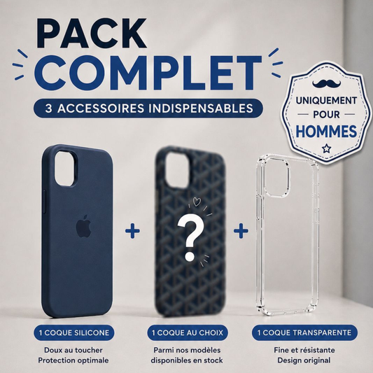 Pack  3 Pochette silicone + Transparente + 1 de votre choix